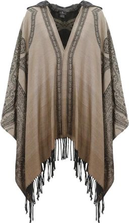 Etro Jassen, Dames, Veelkleurig, ONE Size, Wol, Capuchon van Woljacquard met Franjes