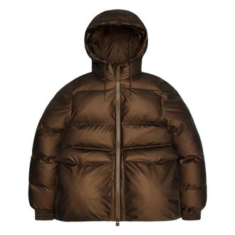 Rains Alta A-Line Puffer Jas - Dames - Winterjassen - Bruin - S - Leer - Jassen