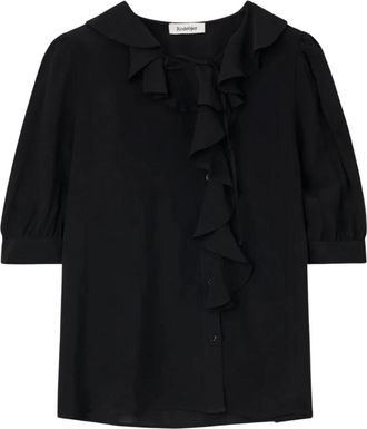 Rodebjer Xilla Flounce Blouse - Dames - Blouses - Zwart - XS - Rayon - Overhemden