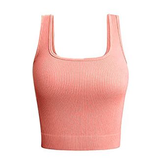 Generic Spaghetti Strap Crop Top Lace Womens Tank Tops Ribbed Seamless Workout Exercise Shirts Yoga Crop Tops plus Size Halter Tops for Women 3x (Red, S)