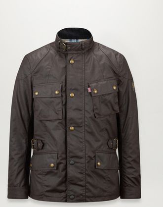 Belstaff Crosby Motorcycle Jacket Mens Waxed Cotton Mahogany Size 4XL