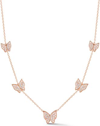 Glaze Jewelry Sterling Silver Butterfly Station Necklace