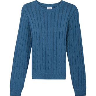 Vivid Cable Knit Ribbed Neck Sweater in Blue at Nordstrom, Size X-Small