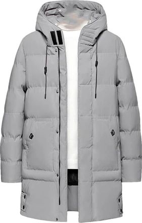 Generic Winter Long Jacket Men Solid Hooded Long Parkas Jacket Coat Mens Warm Thick Waterproof Big Size Outwear gray9 6XL