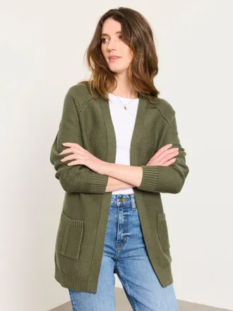 Fat Face FatFace Bronwyn Olive Green Edge to Edge Longline Cardigan