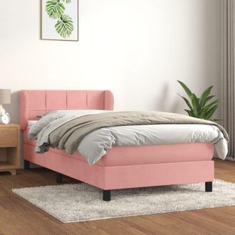vidaXL Cama Box Spring Con Colch&oacute;n Terciopelo Rosa 90x200 Cm Vidaxl