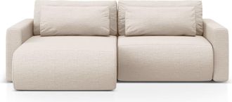 Cosmopolitan Design Sof&aacute; cama esquinero con ba&uacute;l 3 plazas tejido estructural beige