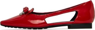 Cesare Gaspari Verfijnde Elegantie Cutout Flats - Rood - Dames - Ballerinas - Rood - 37 EU - Leer - Schoenen
