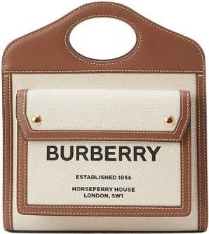 Burberry Pocket Mini Handtas - Dames - Handtassen - Bruin - ONE Size - Katoen - Tassen