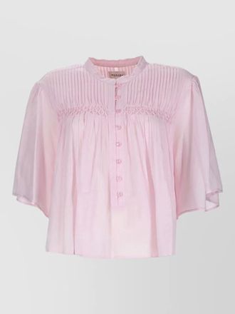 Isabel Marant destiny pleated textured short sleeve top