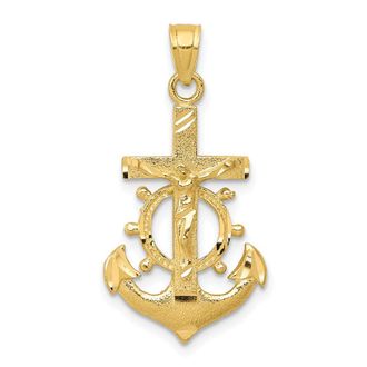 Diamond2Deal 10k Yellow Gold Mariner Crucifix Pendant