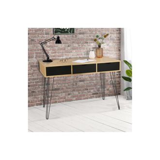 IDMarket NOEMI Scrivania vintage in legno a 3 cassetti con gambe a spillo