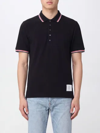 Thom Browne Polo a maniche corte in cotone con profili a contrasto