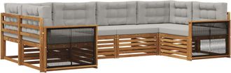 vidaXL Conjunto De Sof&aacute;s De Exterior 6 Uds. Natural Y Gris Claro Vidaxl