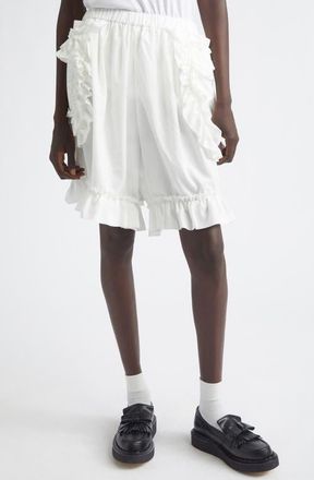 Comme Des Gar&ccedil;ons Ruffle Trim Broadcloth Bloomer Shorts in White at Nordstrom, Size Medium