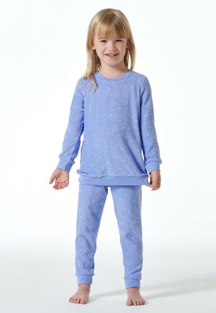 Schiesser Schlafanzug SCHIESSER Girls World, Herren, Gr. 104, lila (flieder), Single Jersey, Obermaterial: 80% Baumwolle, 20% Polyester, gemustert, bequem lang,