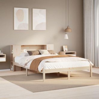 vidaXL Cama Con Estanter&iacute;a Sin Colch&oacute;n Madera Maciza De Pino 135x190cm Vidaxl