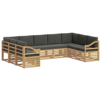 vidaXL Set Di Divani Da Esterno 9 Pz Bianco E Antracite Poliestere Vidaxl