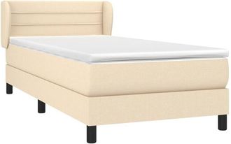 vidaXL Cama Box Spring Con Colch&oacute;n Tela Color Crema 100x200 Cm Vidaxl