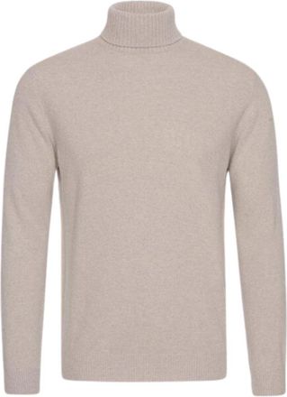 Oscar Jacobson Lichtbruine Coltrui - Heren - Coltruien - Beige - S - Wol - Truien & Vesten