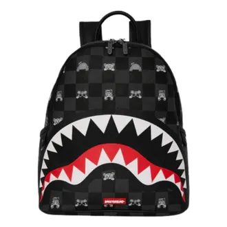Sprayground Gray Peeking Character Check Savage Backpack Black B8908