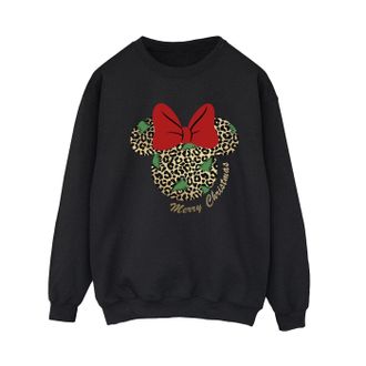 Disney Dames/Dames Minnie Mouse Luipaard Kerst Sweatshirt (Zwart)
