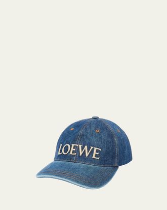 Loewe Mens Denim Logo Baseball Cap