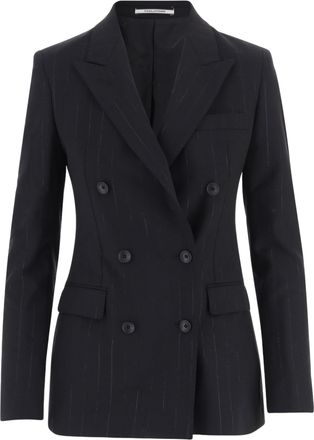 Tagliatore Tailored Double-Breasted Black Blazer With Pinstripe Detail