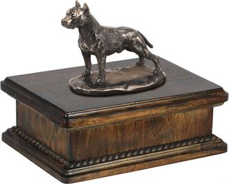 OEM American Staffordshire Terrier, Amstaff, Amstaf: Una Urna Para Cenizas De Perro, Una Urna Cl&aacute;sica Con Una Estatuilla, Una Urna Elegante Con Un Perro D