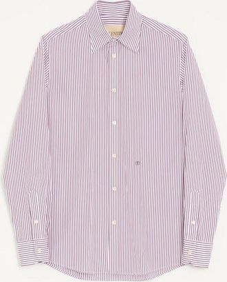 Valentino Camicia Valentino in popeline di cotone con ricamo VLogo a righe Uomo BURRO/BORDEAUX 38