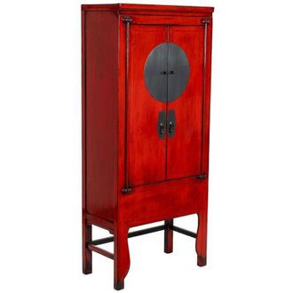 Wanderlust Deco Armario De Madera Rojo 84x50x194h Cm