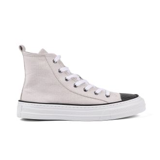 Brunello Cucinelli Cotton Linen High-Top Sneakers - Silver