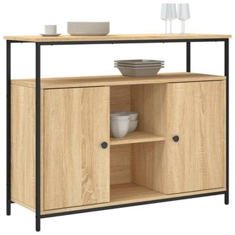 Berkfield Home Sideboard Sonoma Oak 100x35x80 cm Engineered Wood in Light Tan | Size: 100 x 35 x 80 cm