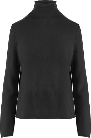 Allude Black Patterned Knit Turtleneck Cashmere Sweater