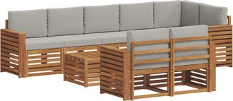 vidaXL Conjunto De Sof&aacute;s De Exterior 9 Uds. Gris Natural Y Claro Vidaxl