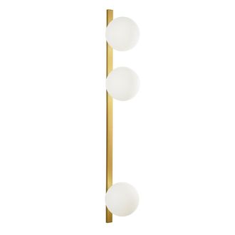 Luce-Ambiente-Design aplique Enoire de metal dorado con tres difusores de vidrio blanco