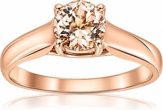 Pompeii3 6MM Morganite Solitaire Engagement Anniversary Ring 14K Rose Gold Size Selectable