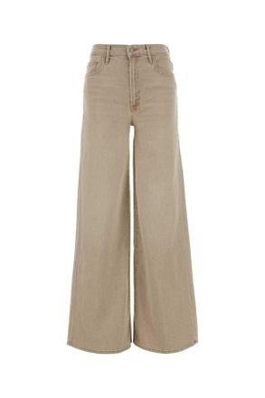 Mother Beige Stretch Denim Wide Leg Jeans