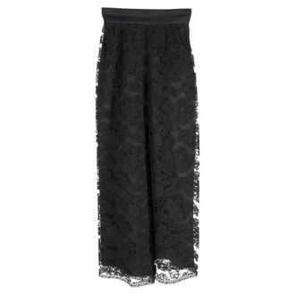 Valentino Valentino Boutique broek met wijde pijpen en kanten details in zwart polyester