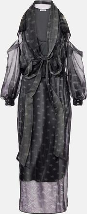 Acne Studios Draped printed sheer jersey midi dress