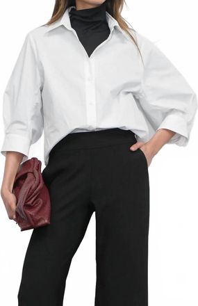 Greylin Thea Oversized Latern Sleeve Blouse In White