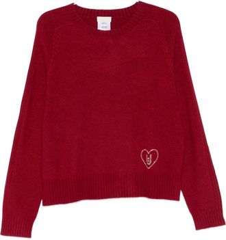 Liu Jo embellished-heart sweater - women - Viscose/Nylon/Wool/Cashmere - L - Red