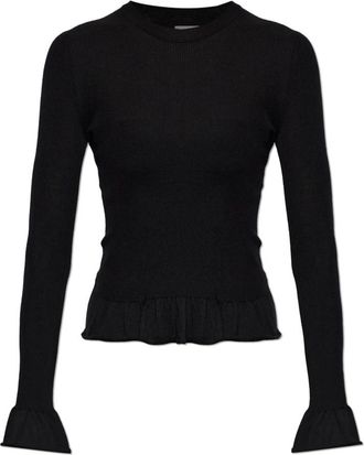 Jil Sander Wol trui met lange mouwen - Dames - Ronde hals truien - Zwart - XL - Wol - Truien & Vesten