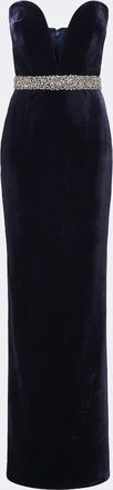 New Arrivals Sienna embellished strapless velvet gown