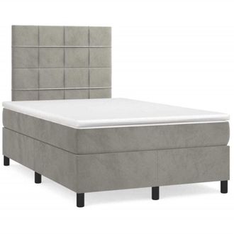 vidaXL Vidaxl - Cama Box Spring Con Colch&oacute;n Terciopelo Gris Claro 120x190 Cm