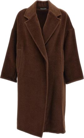 Dusan Brown Wool Open Lapels Roomy Fit Coat