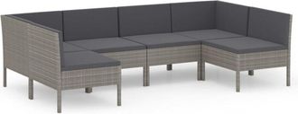 vidaXL Vidaxl - Set De Muebles De Jard&iacute;n 6 Pzas Y Cojines Rat&aacute;n Sint&eacute;tico Gris