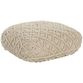 Beliani Puf De Algod&oacute;n Beige 50 X 50 Cm Coj&iacute;n De Asiento Piso Macram&eacute; Berrechid