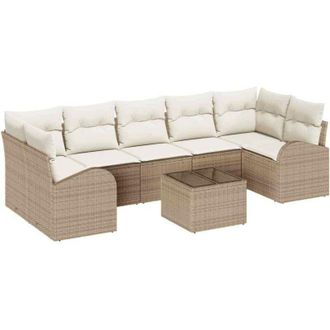 vidaXL Vidaxl - Conjunto De Sof&aacute; De Jard&iacute;n 8 Pcs Beige, Crema 55 X 55 X 37 Cm