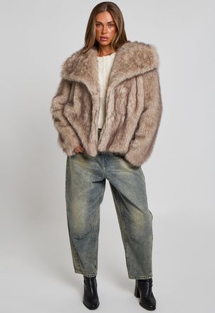 Urban Bliss Womens GREY TIPPED FAUX JACKET - Size 14 UK